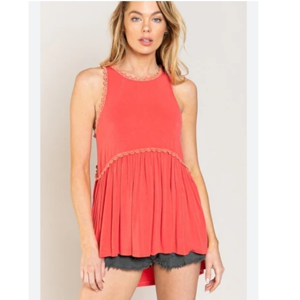 2/$20 POL Sweet and Simple Babydoll Top L